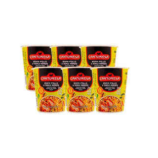 Sopa instantánea vaso sabor pollo Cantonesa 65 gramos 6 pack