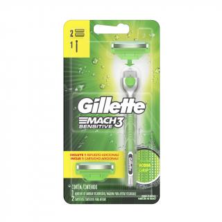 Máquina Para Afeitar Recargable Gillette Mach3 Sensitive Aqua-grip 360° + 2  Repuestos

