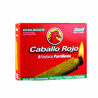 Fósforo cajetilla caballo rojo parrillero 5 unidades.