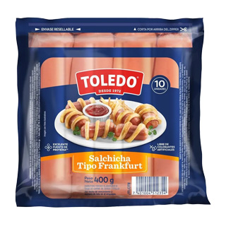 Salchicha Tipo Frankfurt Toledo Con Zipper 400 gr.