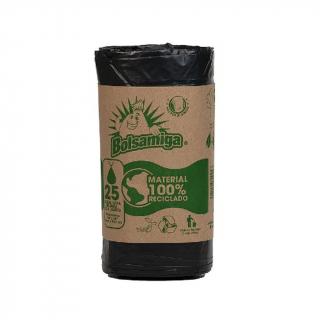 Bolsa basura grande biodegradable negra rollo Bolsamiga 25 und
