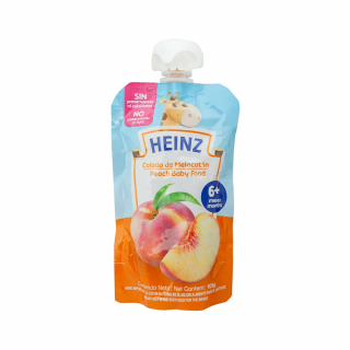 Compota de melocoton doy pack Heinz 105 gramos.