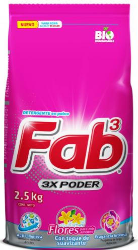 Detergente En Polvo Fab3 Toque Suavizante 2 kg.