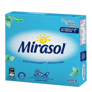 Margarina Mirasol Dieta 400gr 5 unidades de 80g