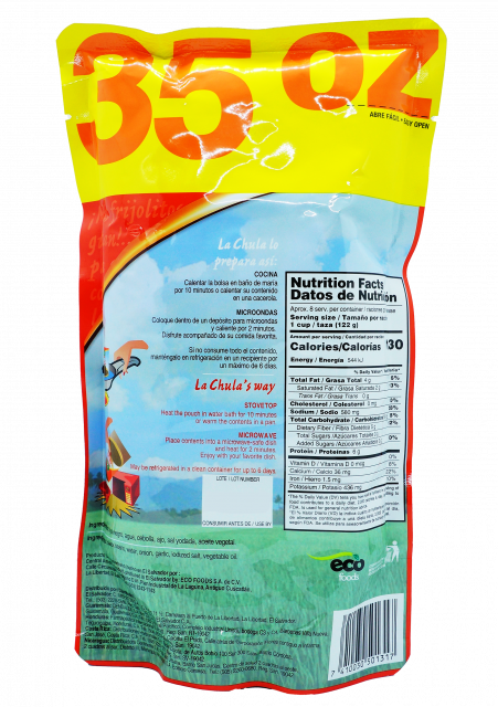 Frijol volteado negro La Chula 35 oz 