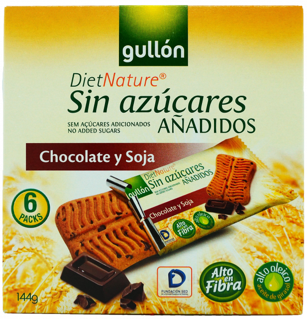 Galleta chocolate y soya sin azúcar Diet Nature Gullon 144 g