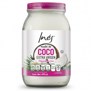 Aceite de Coco Extra Virgen Tarro de Vidrio Inés 470ml.