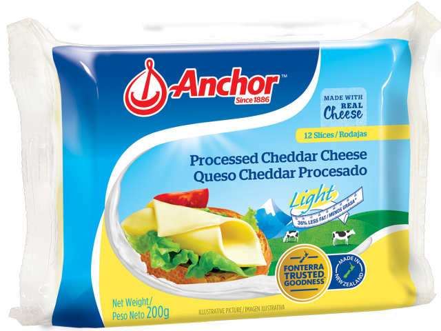 Queso cheddar light Anchor rodajado 200 g 12 rodajas