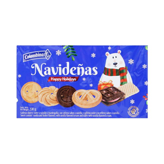 Galletas navideñas surtidas azul Colombina 200 gramos.
