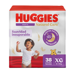 Huggies Natural Care Pañales XG Etapa 4 con tecnología Xtra-care 38 Unidades