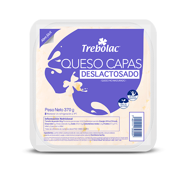Queso de capas deslactosado Trebolac 370 g