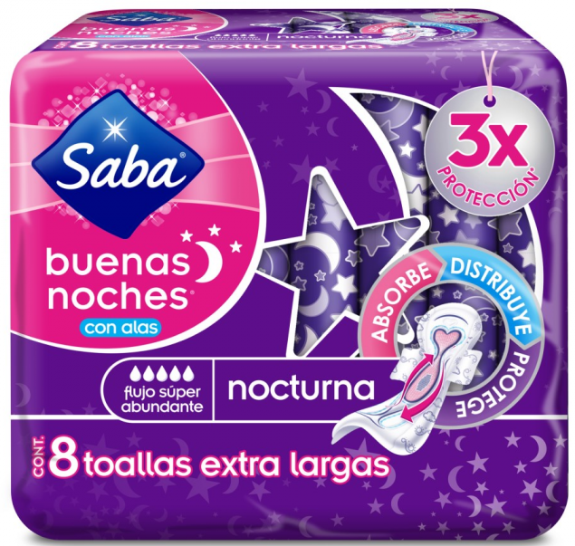 Toalla femenina buenas noches extra larga Saba 8 und