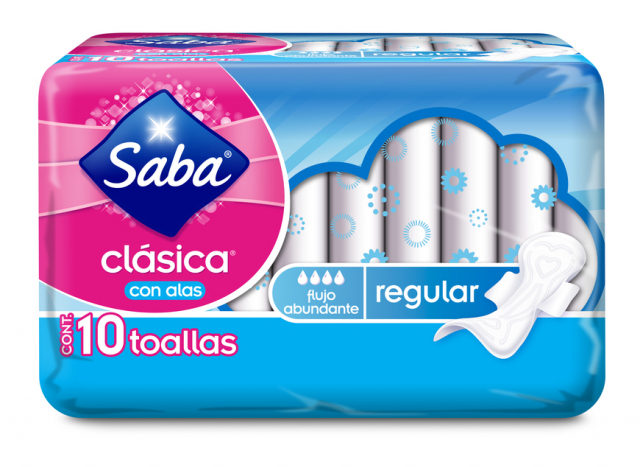 Toalla sanitaria regular clásica Saba 10 und