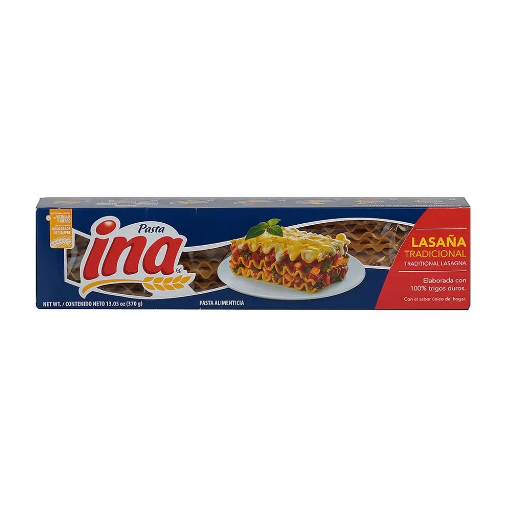 Pasta Lasaña Ondulada Tradicional Ina 370 gramos