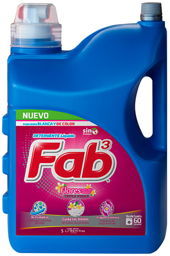 Detergente líquido flores para mis amores toque Suavizante Fab 5 litros