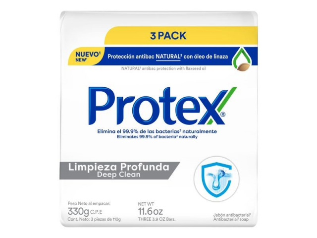 Jabón de Tocador Antibacterial Protex Limpieza Profunda 110 g 3 Pack

