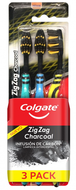 Colgate Cepillo Dental ZigZag Carbón 3 Pack.