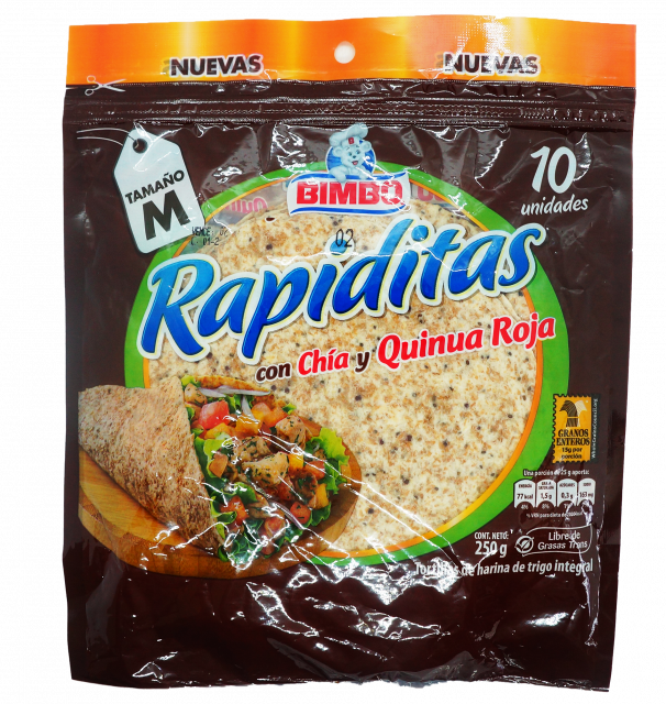 Tortillas harina con chía y quinoa roja Rapiditas 10 und