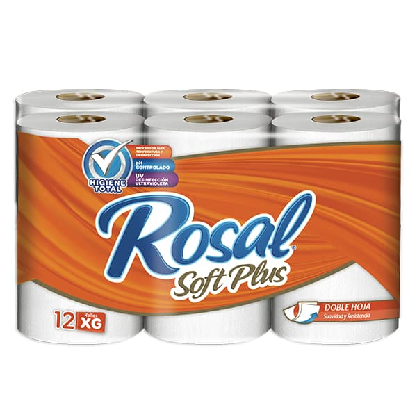 Papel higiénico doble hoja soft plus extra grande 12 und 