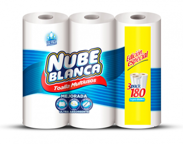 Mayordomo Toalla Nube Blanca Tripack 180 Hojas