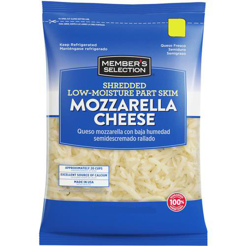 Mozzarella rallada semidescremado Member´s Selection 3 lb
