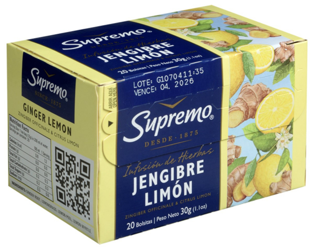 Té Supremo Jengibre Limon 20 sobres.
