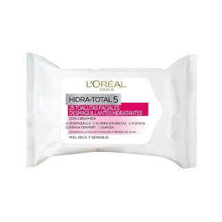 Toallas desmaquillantes Hidra Total 5 piel seca y sensible Loreal 25 und