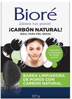 Barra limpiadora de poros con carbón natural Biore 107 g