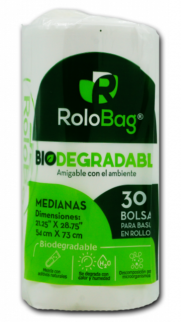 Bolsa para basura blanca mediana biodegradable Rolobag 30 und