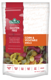 Pasta de maíz y vegetales en forma de concha gluten free Orgran 250 g