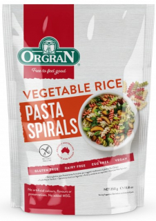 Pasta de arroz y vegetales en forma de espirales gluten free Orgran 250 g