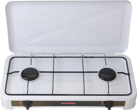 Estufa de mesa a gas de 2 hornillas con tapa