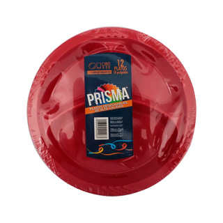 Plato rojo Prisma 10 in 12 uds