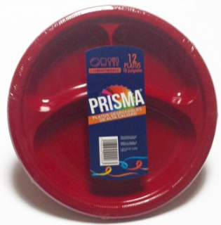 Plato oval rojo Prisma 10 in 12 uds