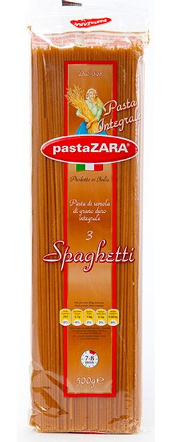 Pasta Espagueti integral No.3 Zara 500 g