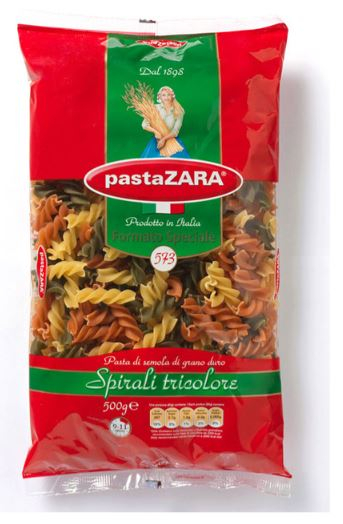 Pasta espiral tricolor No. 57 Zara 500 g