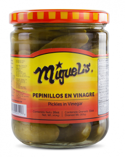 Pepinillos enteros Miguels 16 oz